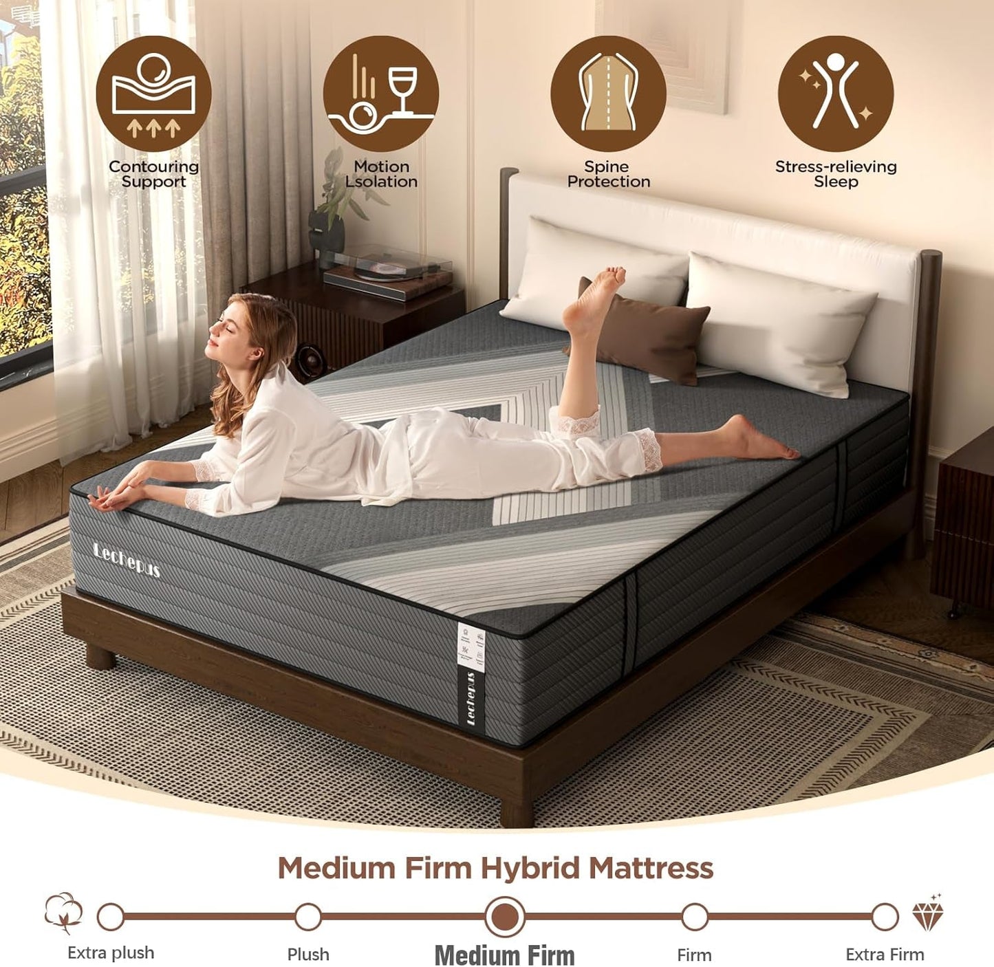10 Inch Medium Firm Hybrid Queen Mattress in Box