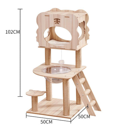 Space Capsule Cat Crawl Nest With Scratching Board - Wooden Pet Toy And Supplies-13
