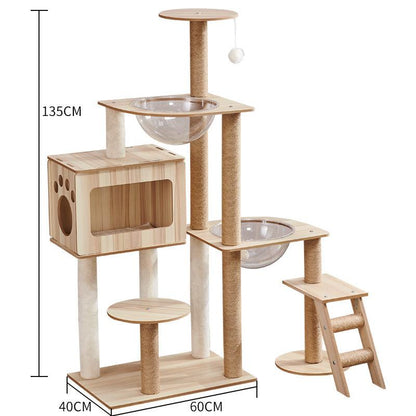Space Capsule Cat Crawl Nest With Scratching Board - Wooden Pet Toy And Supplies-4