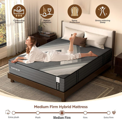 10 Inch Medium Firm Hybrid Queen Mattress in Box