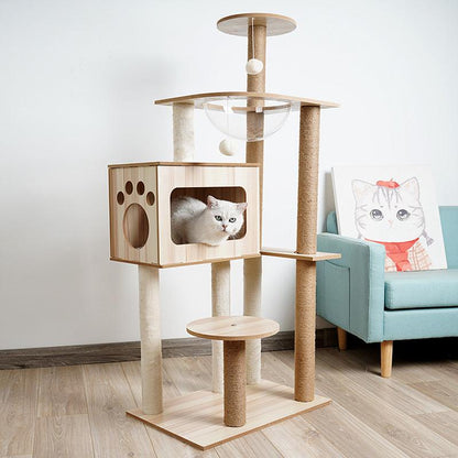 Space Capsule Cat Crawl Nest With Scratching Board - Wooden Pet Toy And Supplies-0
