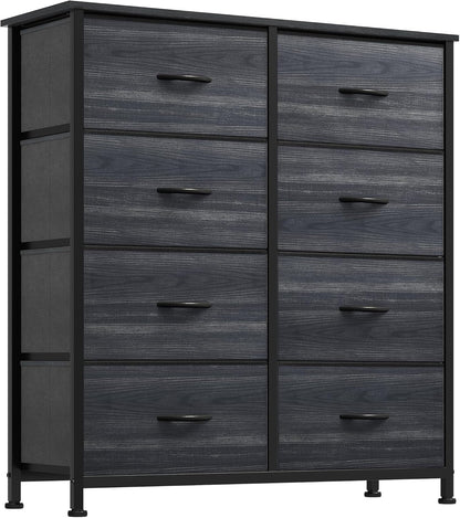 Dresser with 8 Drawers - Fabric Storage Tower, Organizer Unit for Bedroom, Hallway, Closets - Sturdy Steel Frame, Wooden Top & Easy Pull Fabric Bins