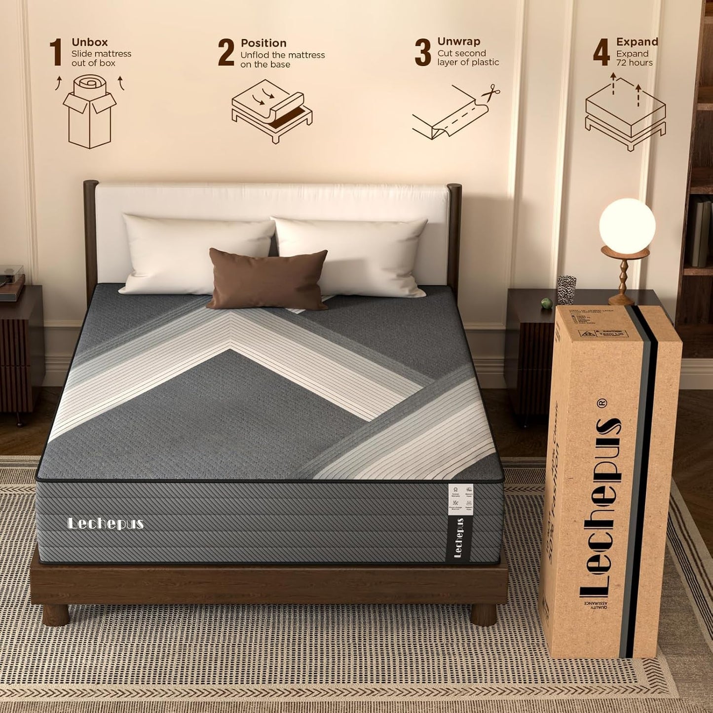 10 Inch Medium Firm Hybrid Queen Mattress in Box